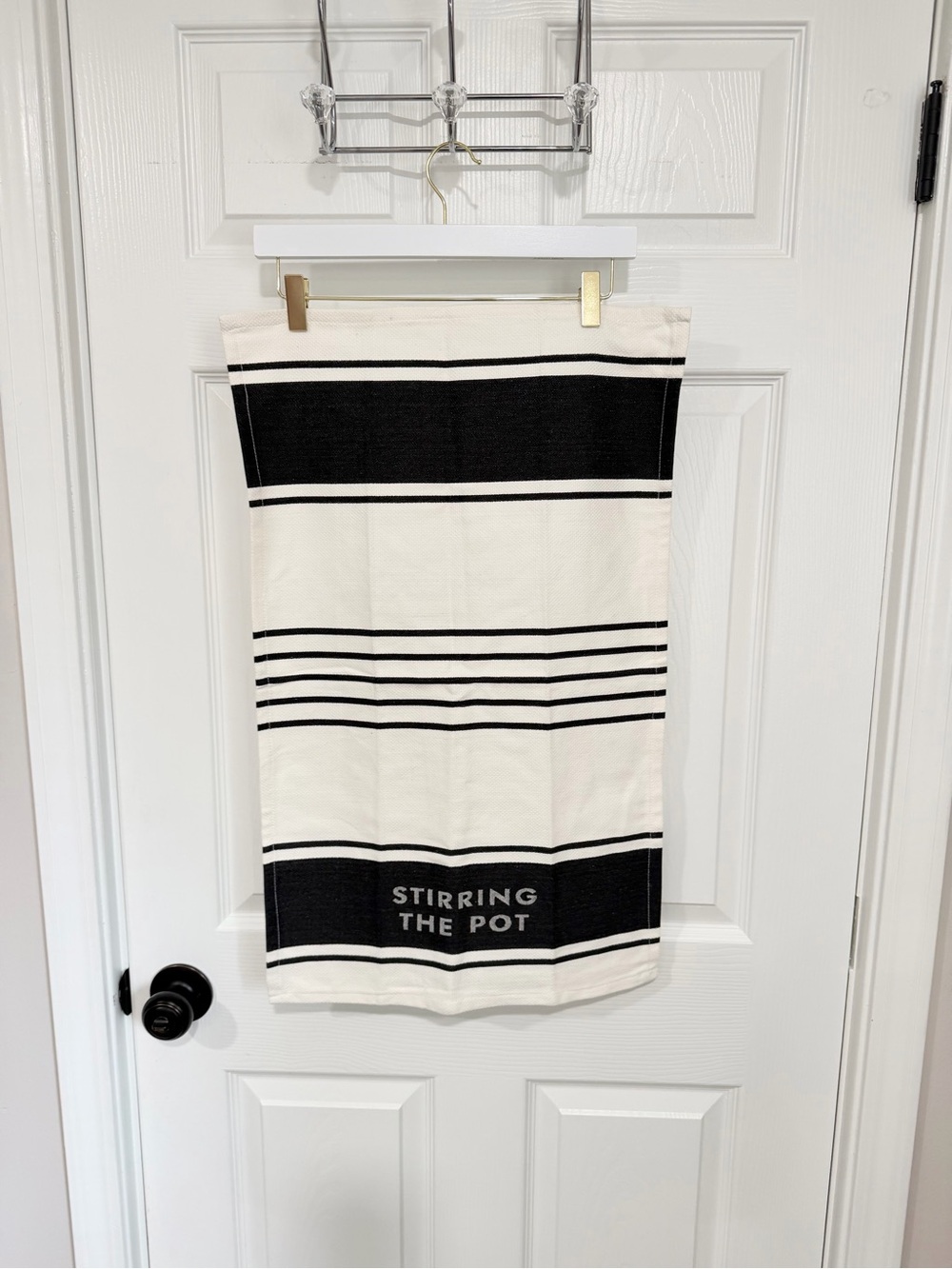Kate Spade New York Stirring the Pot Black Stripe Cotton Kitchen Hand Towel